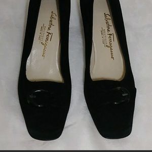 Salvatore Ferragamo Suede Block Heel Pumps